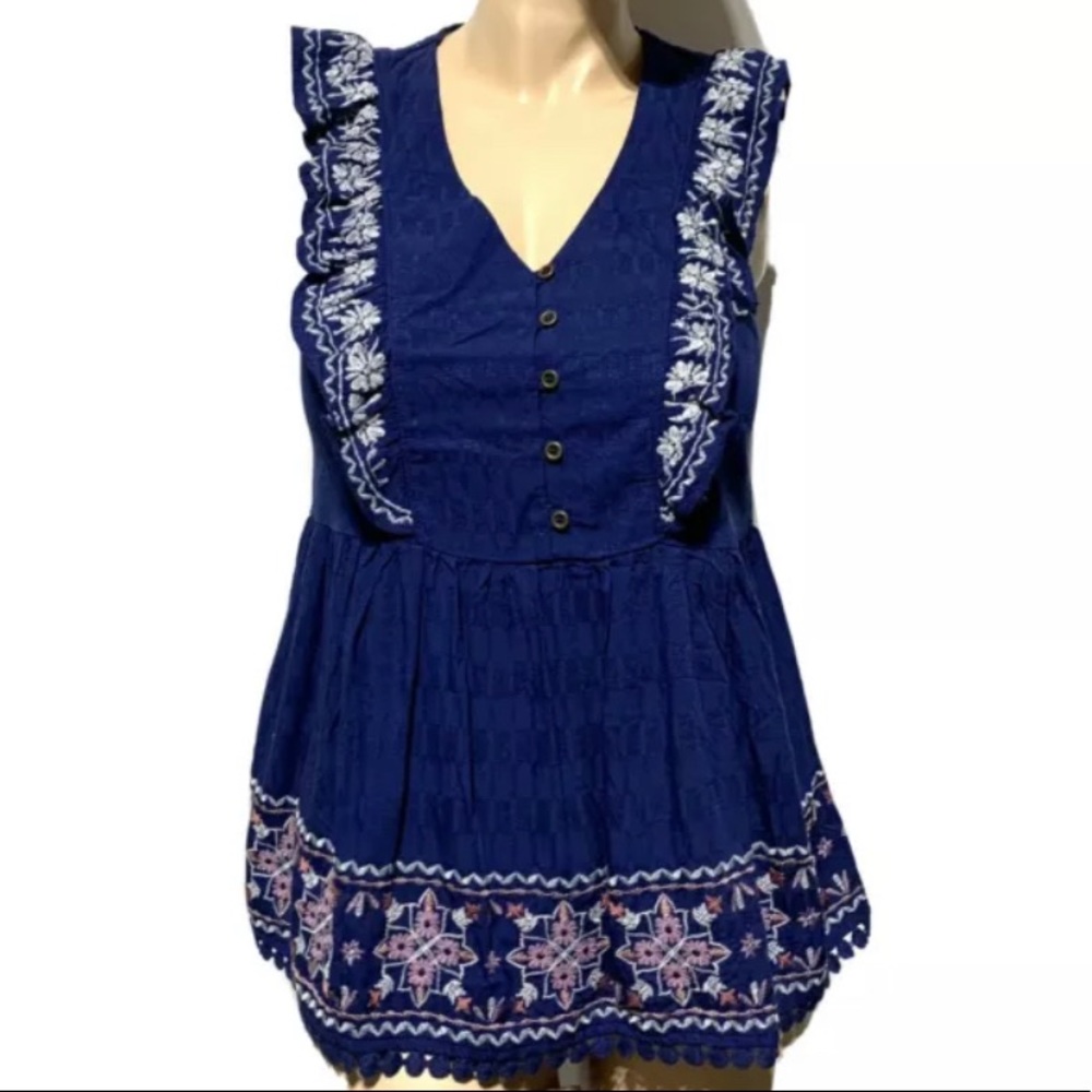 KNOX ROSE Women’s Embroidered Peplum Top XS